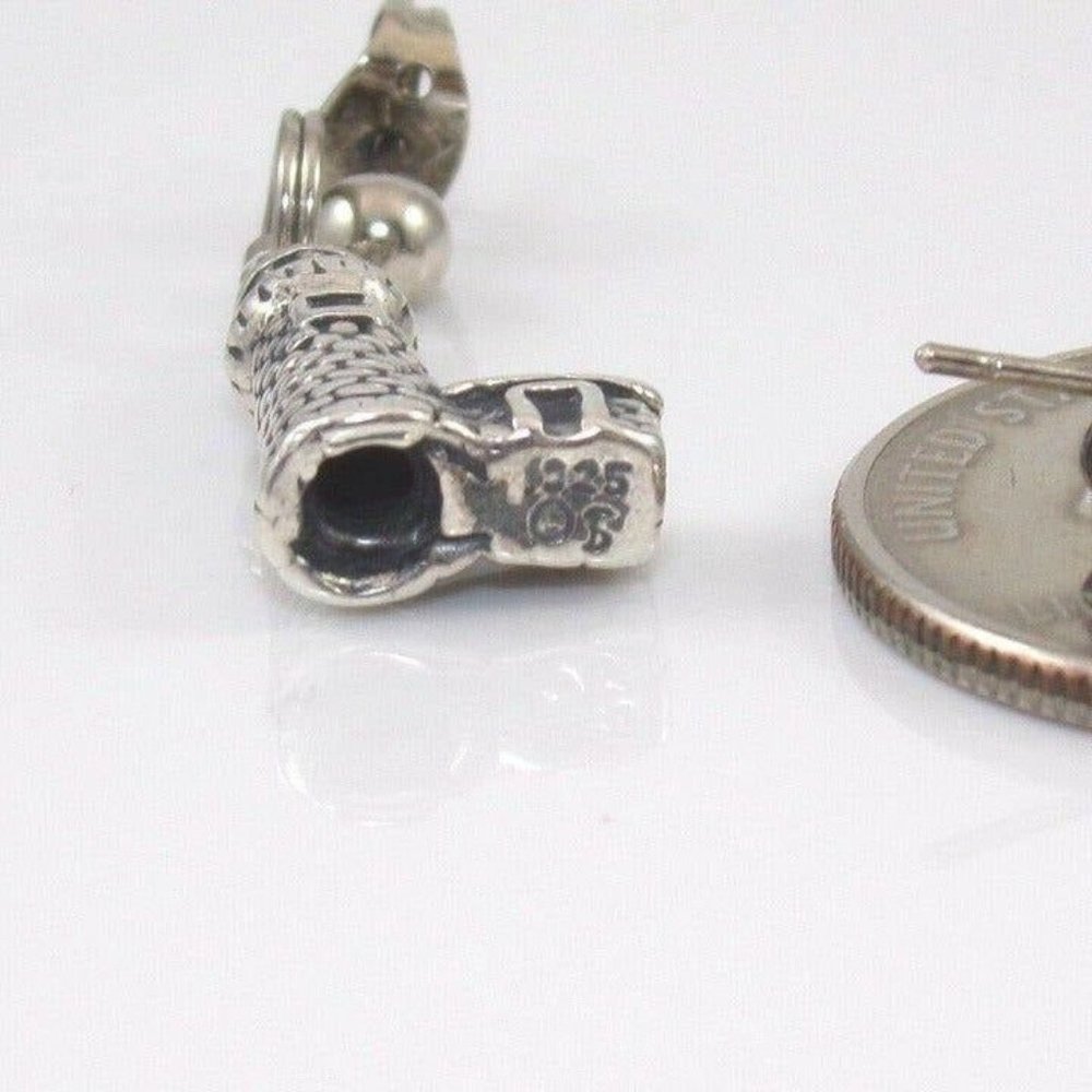 Solid Sterling Silver Lighthouse Dangle Earrings - image 4